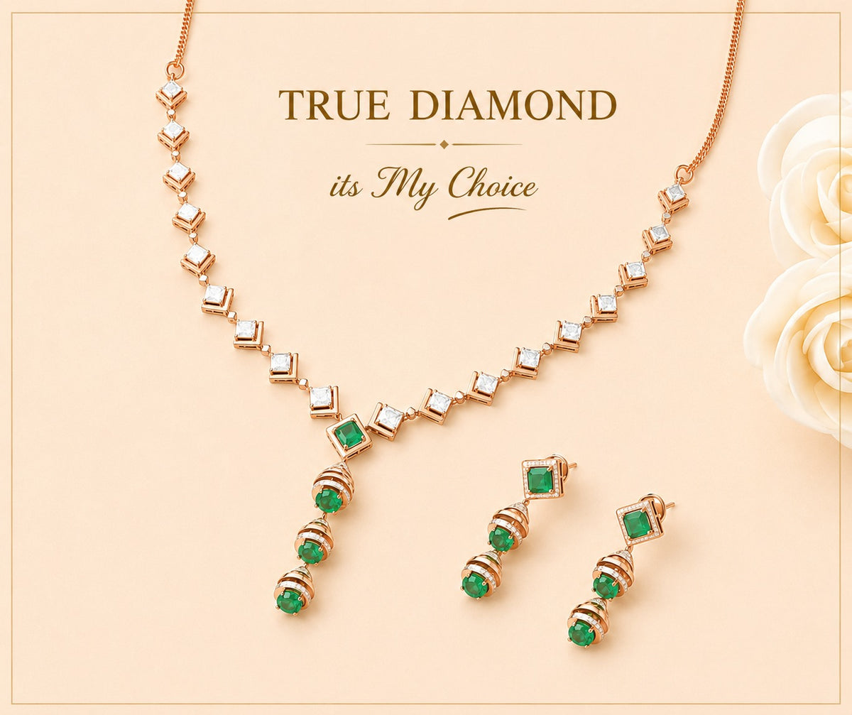 Emerald Green Pendant Necklace & Earrings Set