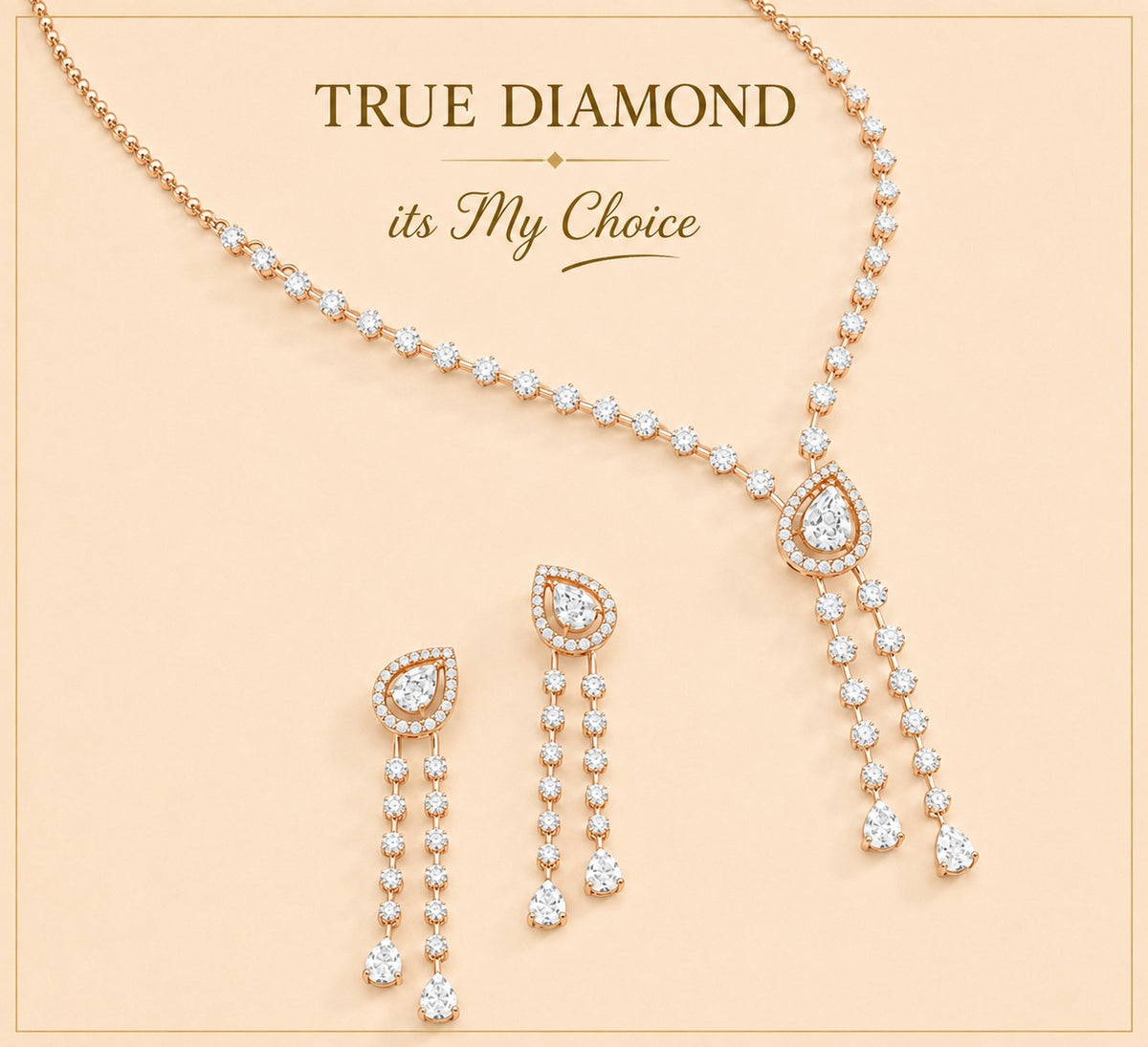 Teardrop Diamond Pendant Necklace &amp; Earrings Set