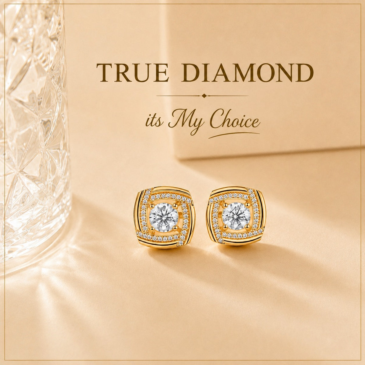 Square Diamond Stud Earrings