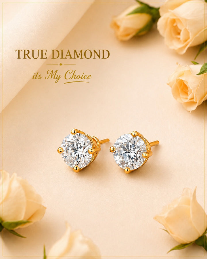 Round Diamond Stud Earrings