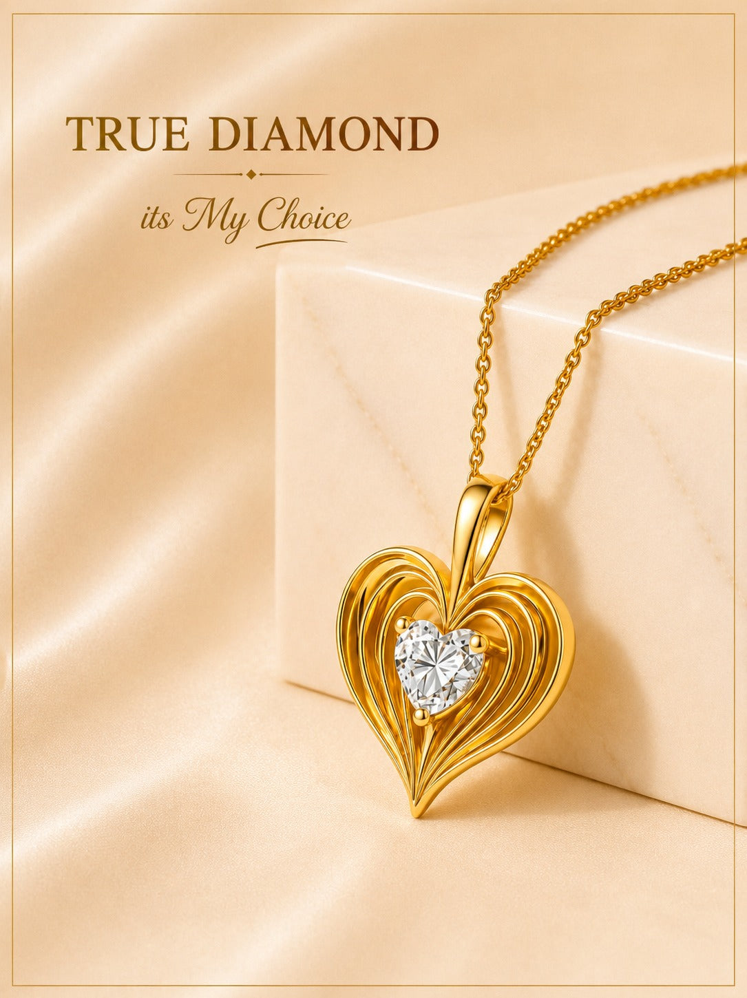 Heart-Shaped Diamond Pendant Necklace