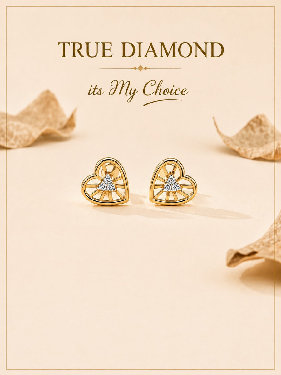 Heart-Shaped Diamond Stud Earrings