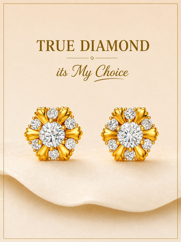Floral Diamond Stud Earrings
