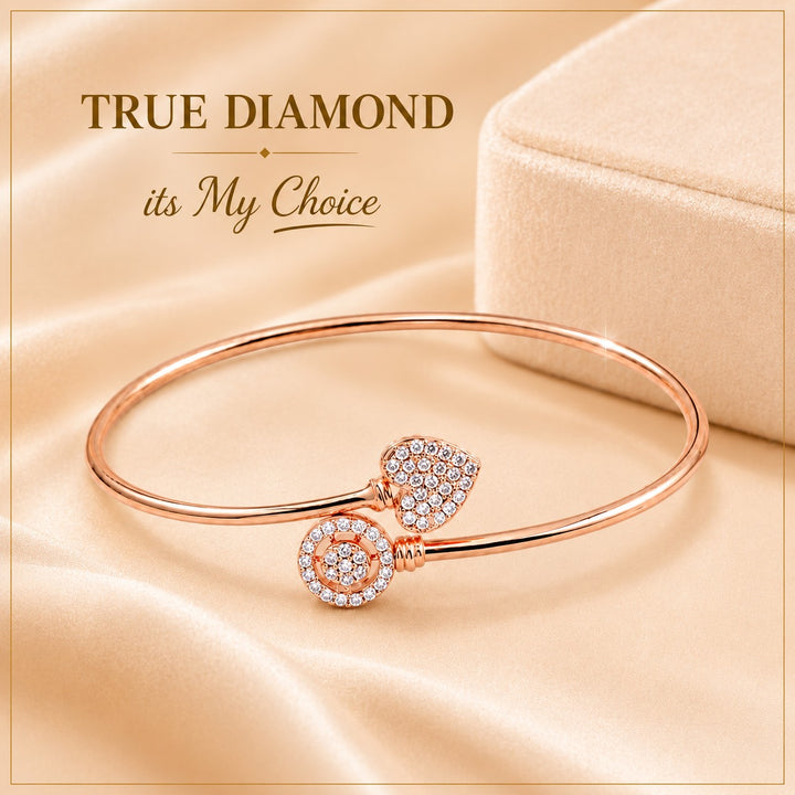 Heart & Circle Diamond Bangle Bracelet